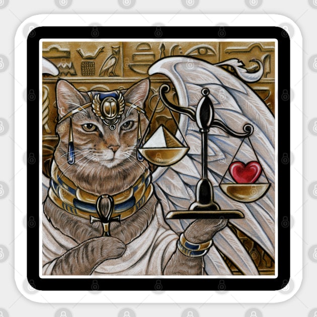 Egyptian Cat with Scale - White Outlined Version Sticker by Nat Ewert Art